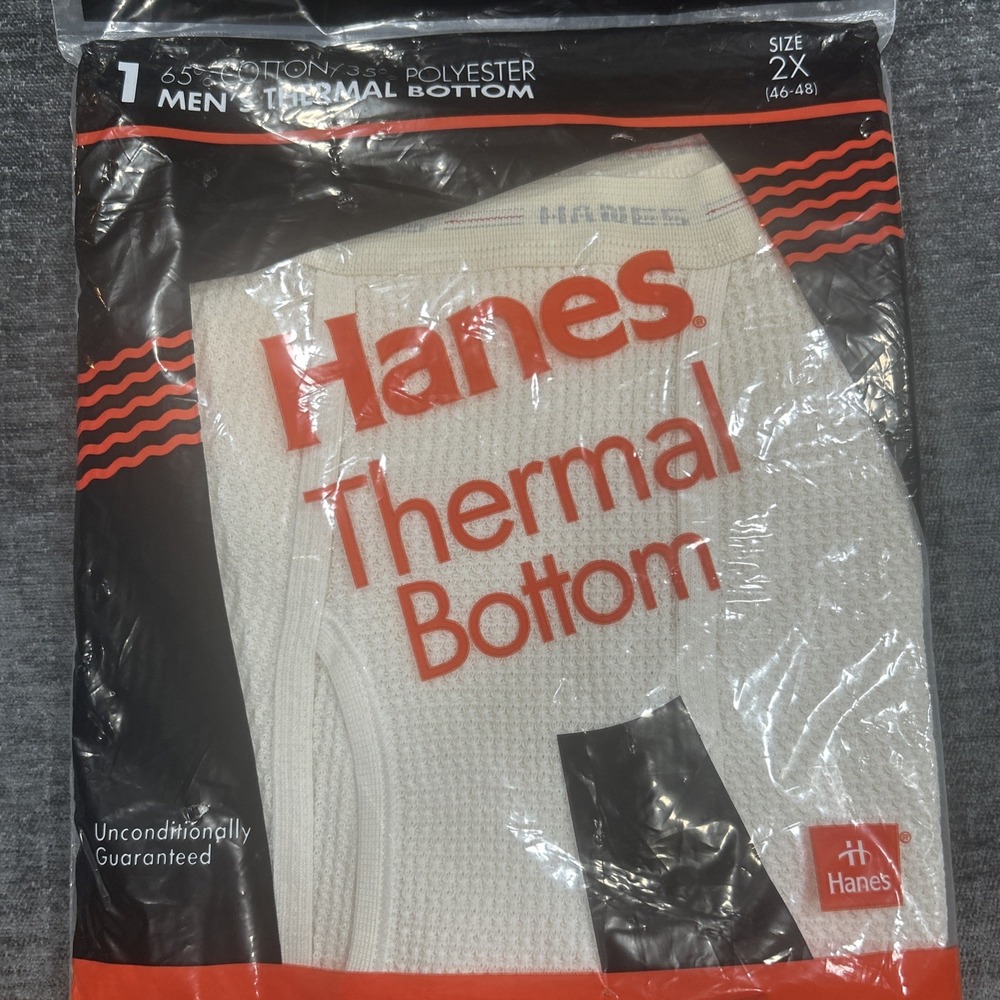 New Old Stock 1994 Hanes Thermal Pants Bottom Cream Size: 2X 46-48 SEALED